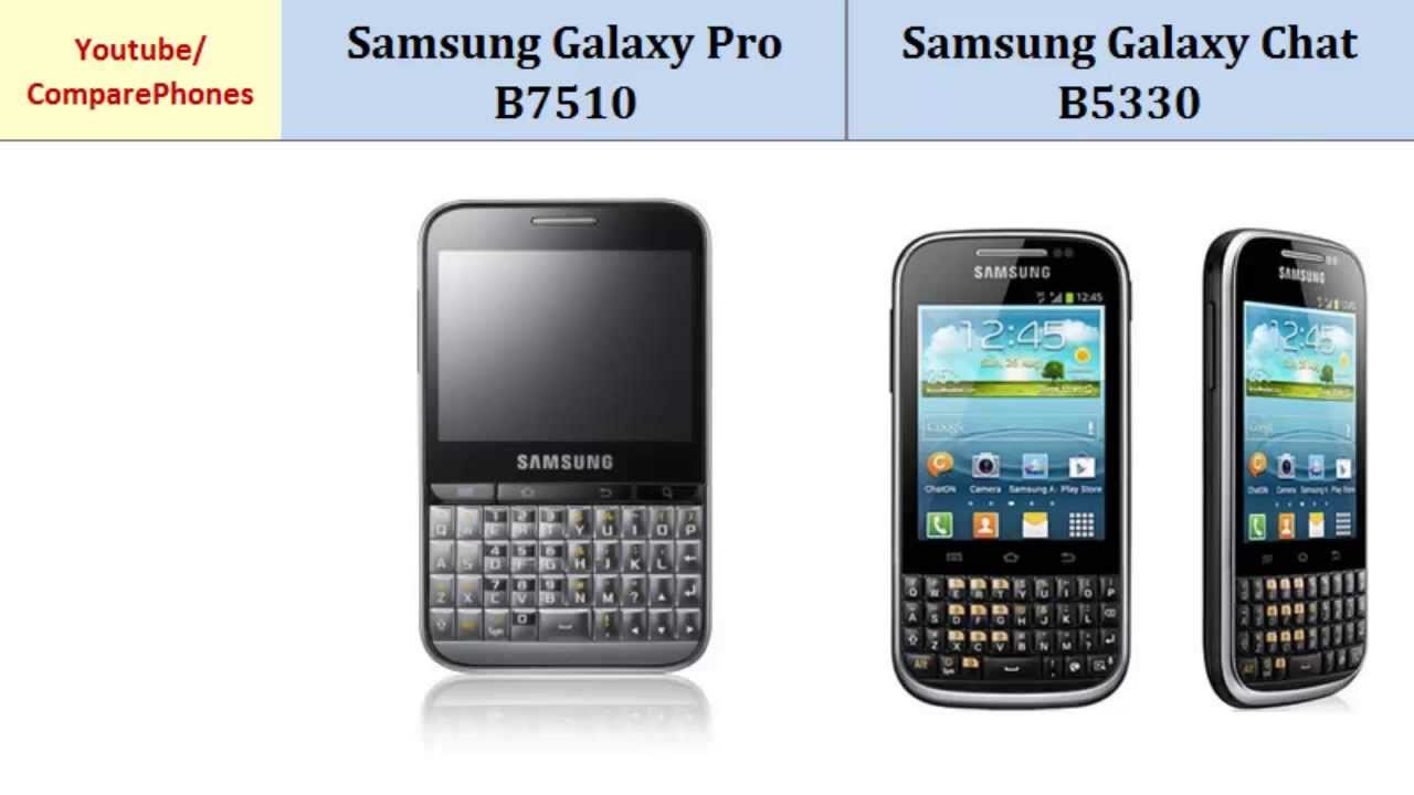 Samsung Galaxy Pro B7510  - Samsung Galaxy Chat B5330, Quick Full Specs Comparison