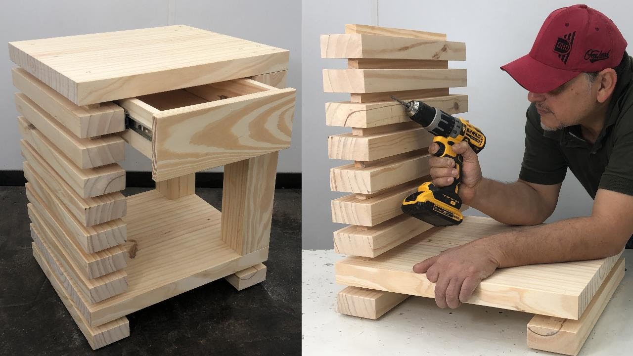 Mesa de Luz Moderna de Madera - Muy Fácil de hacer