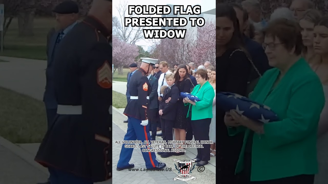 Folded Flag presented to widow #militaryfuneral #honorguard