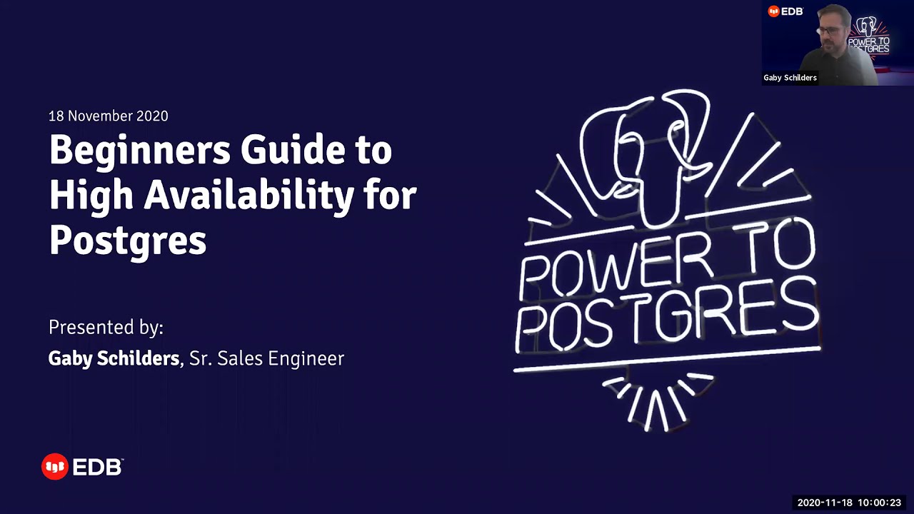 Webinar: Beginners Guide to High Availability for Postgres