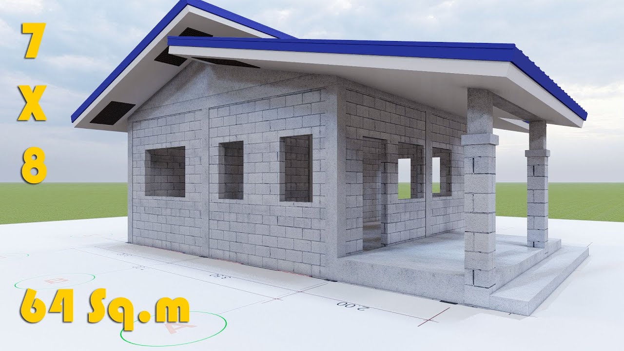 2 Bedroom Simple House Design, 7x8 M. And 64 Sq.m.Modern Bahay Kubo Design