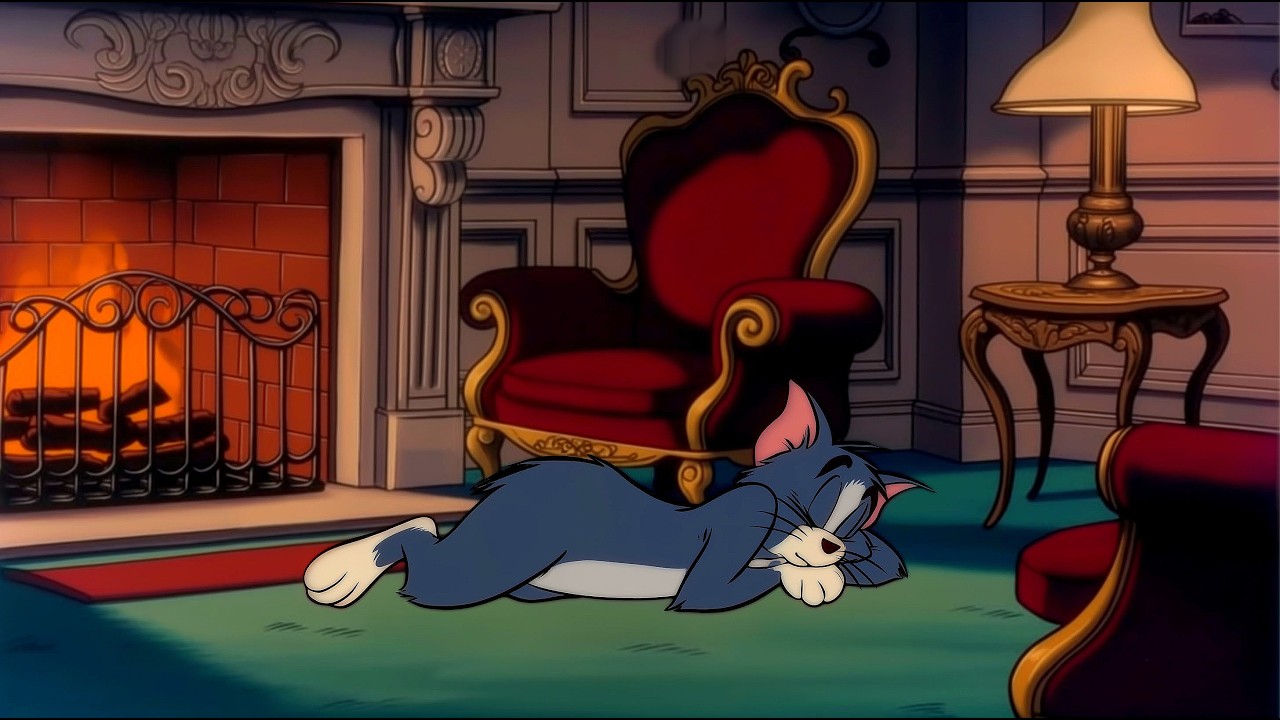 You're sleeping by the fireplace listening to Vintage jazz play from another room while it rains