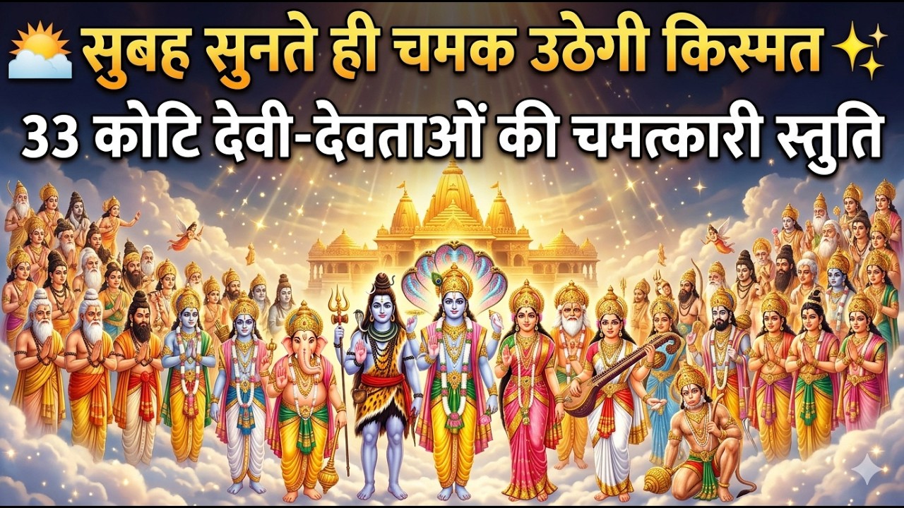 🌅 सुबह सुनते ही चमक उठेगी किस्मत ✨ | 33 कोटि देवी-देवताओं की चमत्कारी स्तुति Powerful Mantra