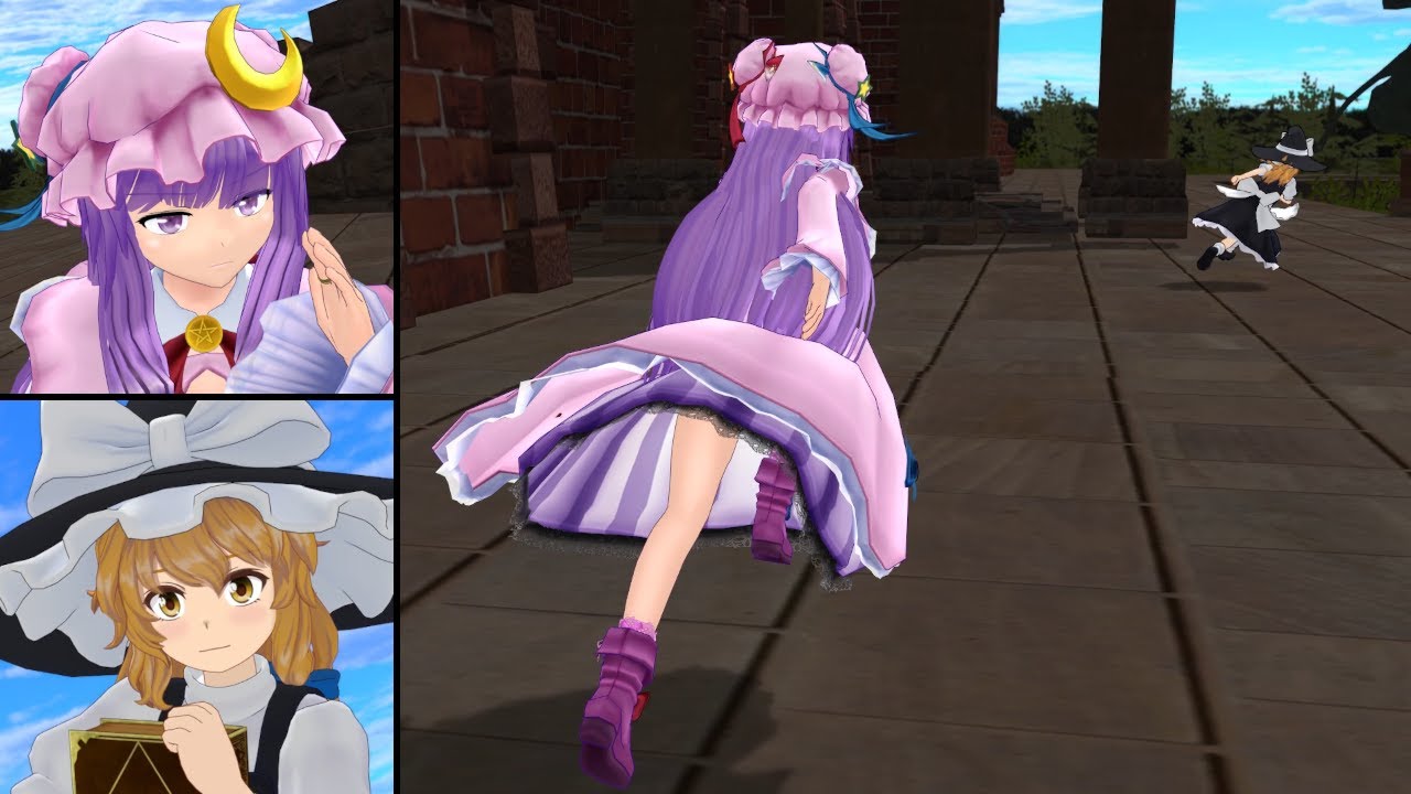【MMD】パチュリーが魔理沙を追いかける動画