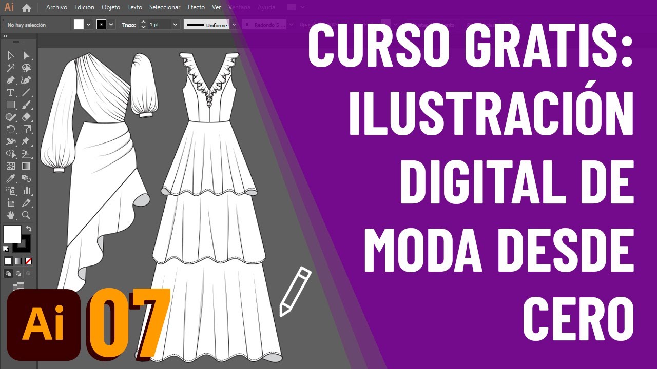 Ilustración digital de moda clase 7: Vestidos drapeados y con volumen