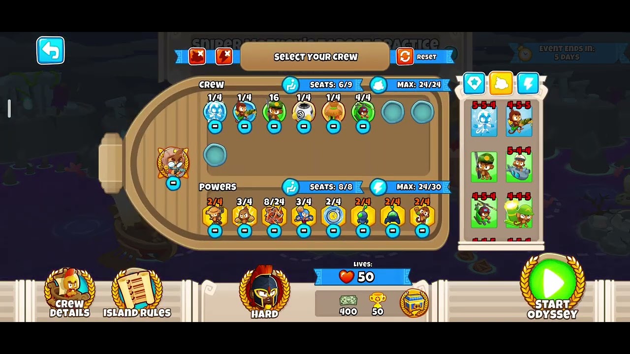 BTD6 Odyssey Event Hard Sniper Monkey Target Practice Setting the Crew V56.2