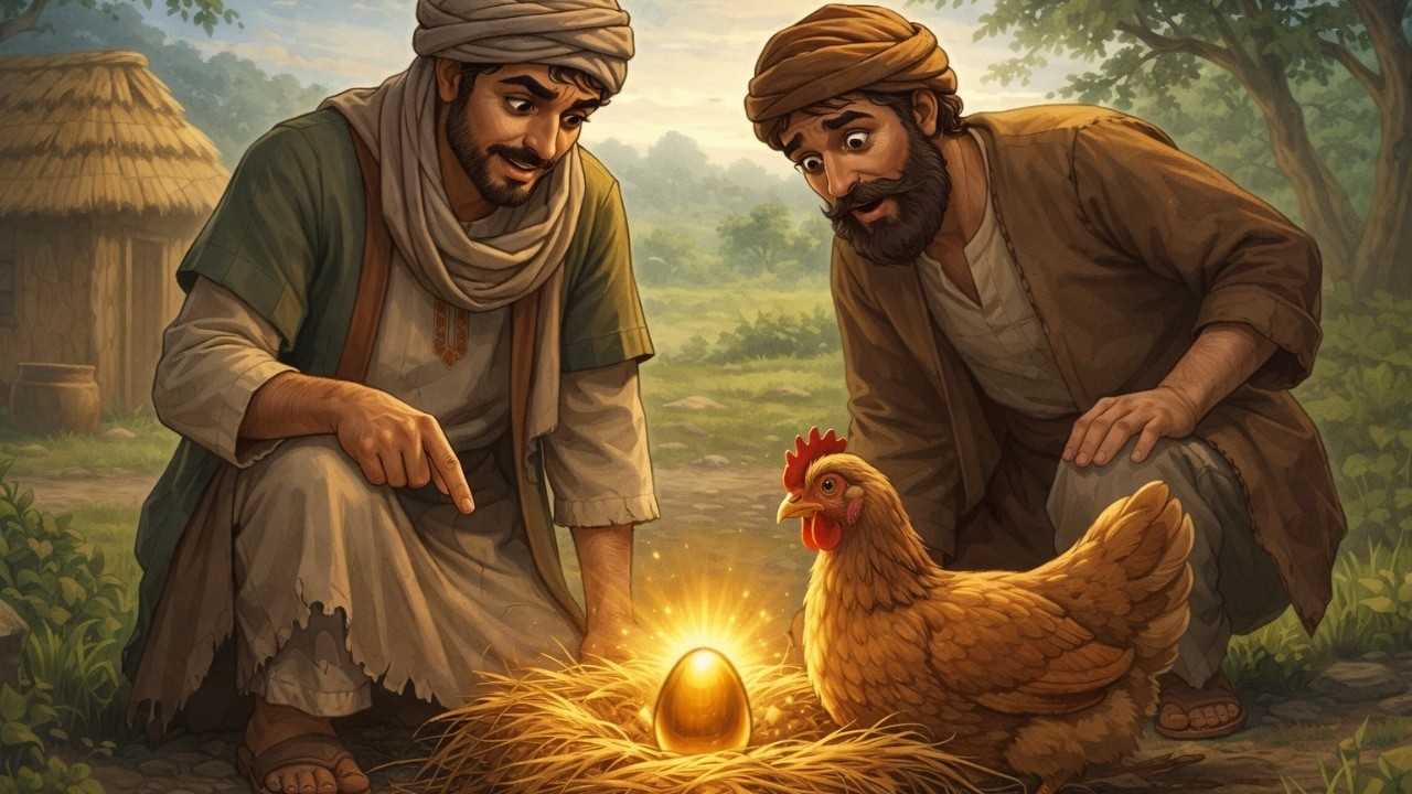 حكاية الفلاح الفقير الذي اغرقته الديون والدجاجة التي تبيض ذهبًا