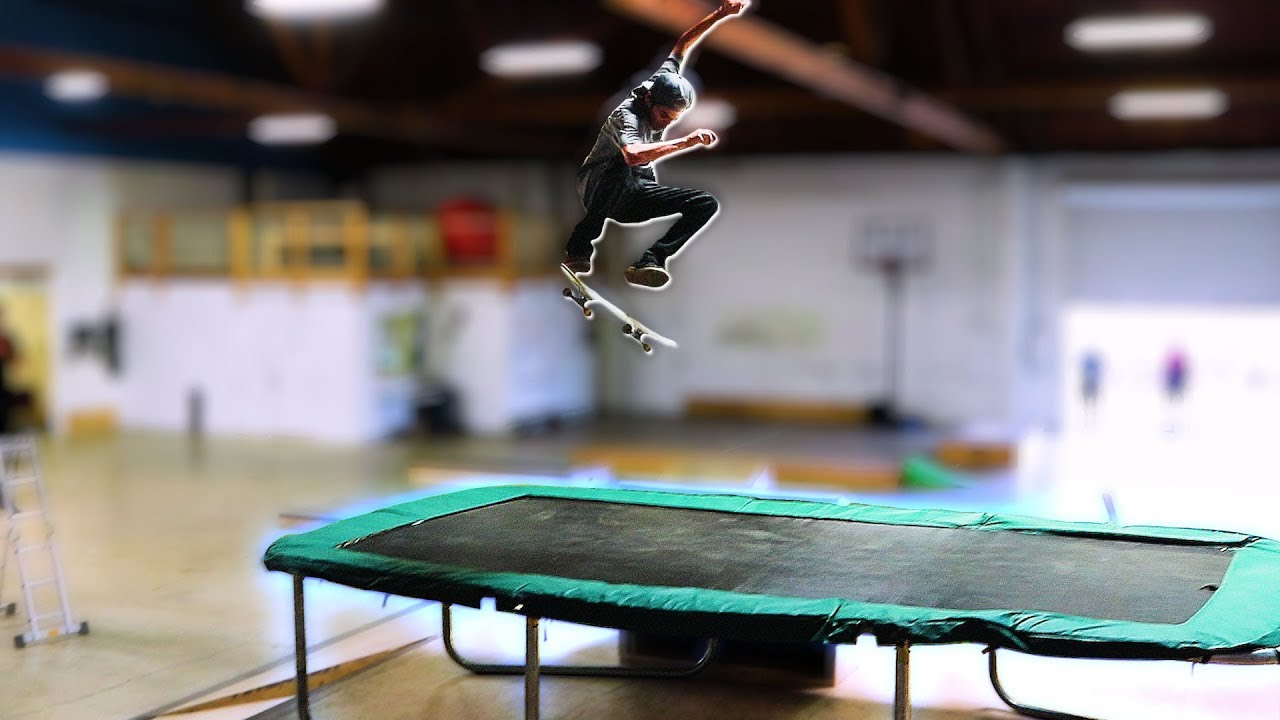 KICKFLIP OVER AARON KYRO'S TRAMPOLINE!