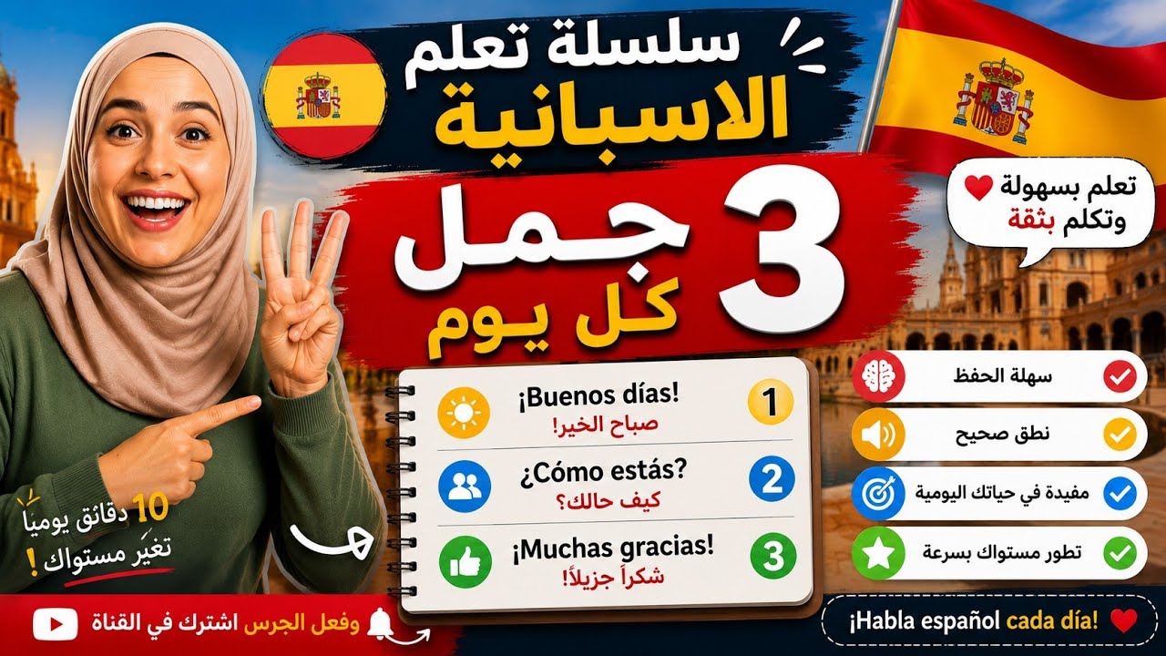 سلسلة تعلم الاسبانيه| 3 جمل كل يوم 