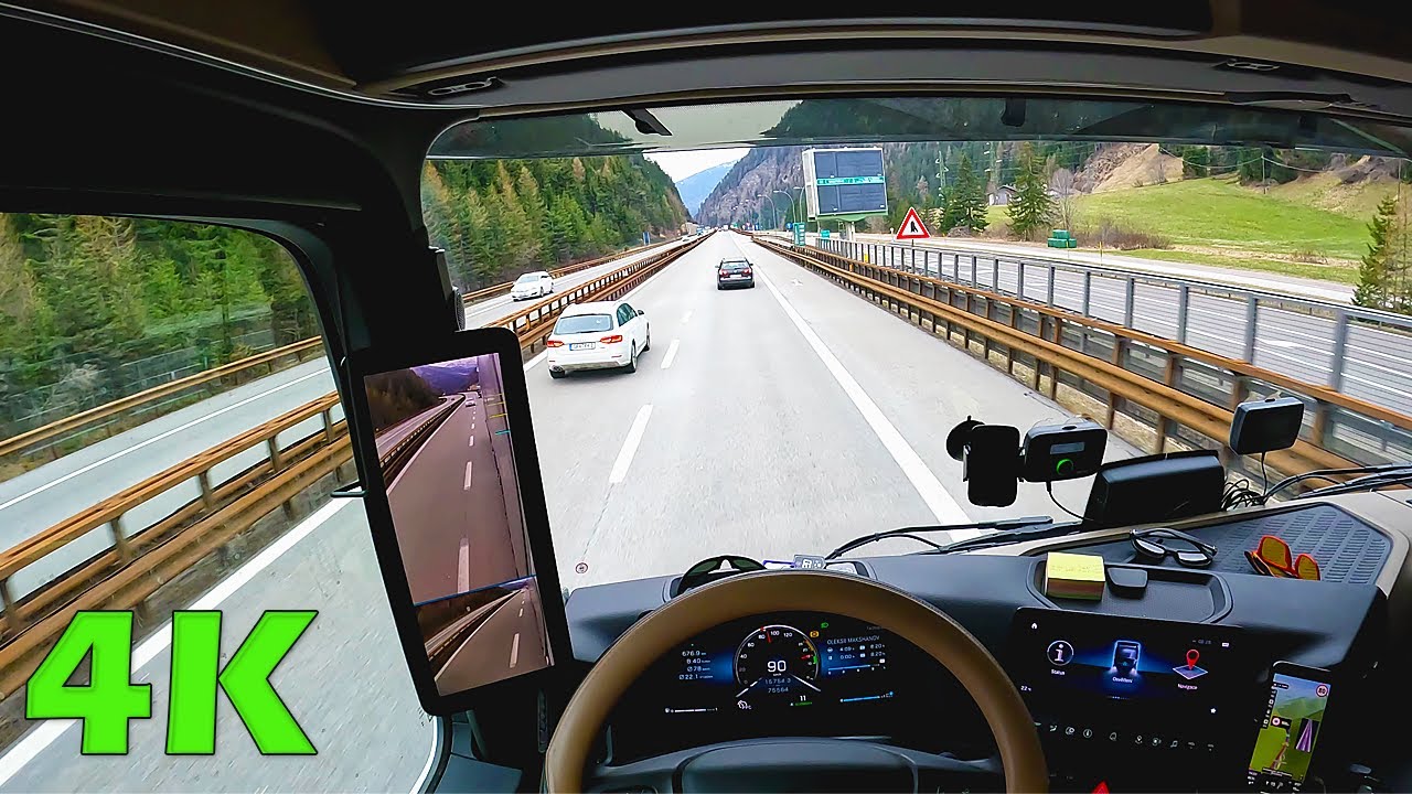 4k POV Truck driving Mercedes Actros L 2022 to Brenero (Italy)