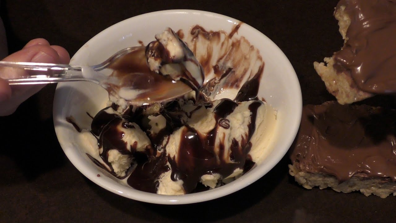 ASMR: Eating Ice Cream Sundae & Rice Krispies Treats (No talking)