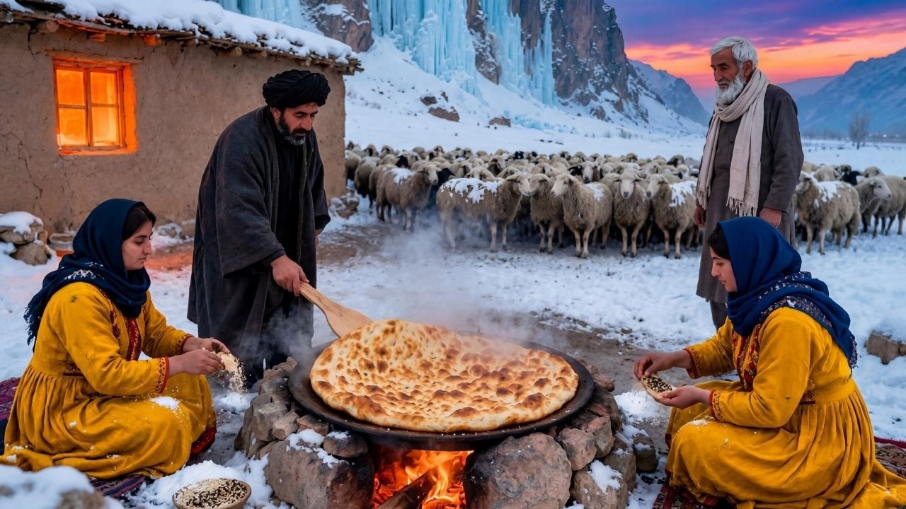 I Survived Afghanistan’s Coldest Mountain Winter 🥶🏔️ | Shepherd Life, Bread & Salmon Cooking