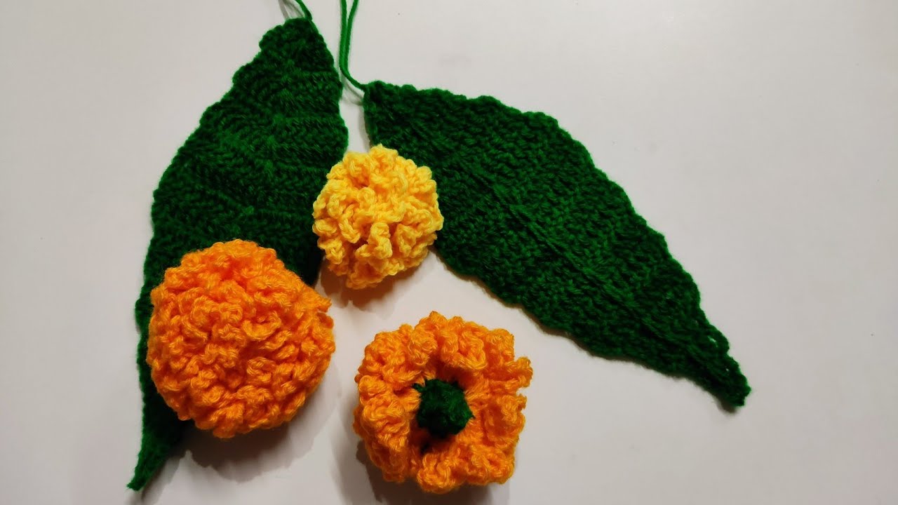 easy to make beautiful crochet marigold flower 🌺🌺 easy and fast..