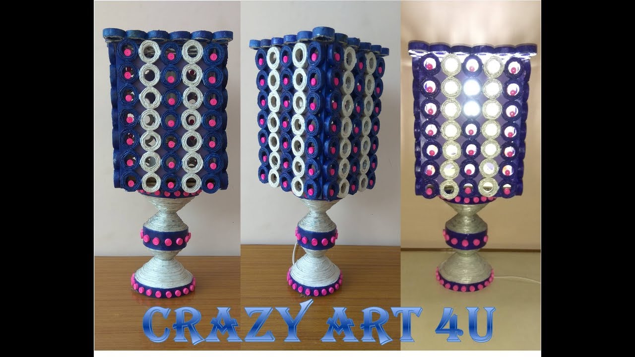 Waste Newspaper Lamp|Home made waste newspaper art||Crazy Art 4 U||