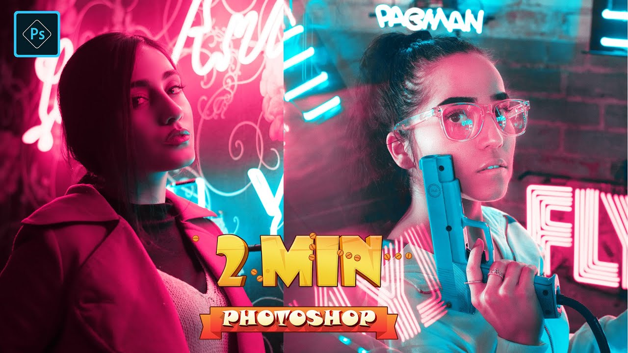 TWO MINUTE PHOTOSHOP : PINK AND BLUE COLOR TONE - PHOTOSHOP ACTION