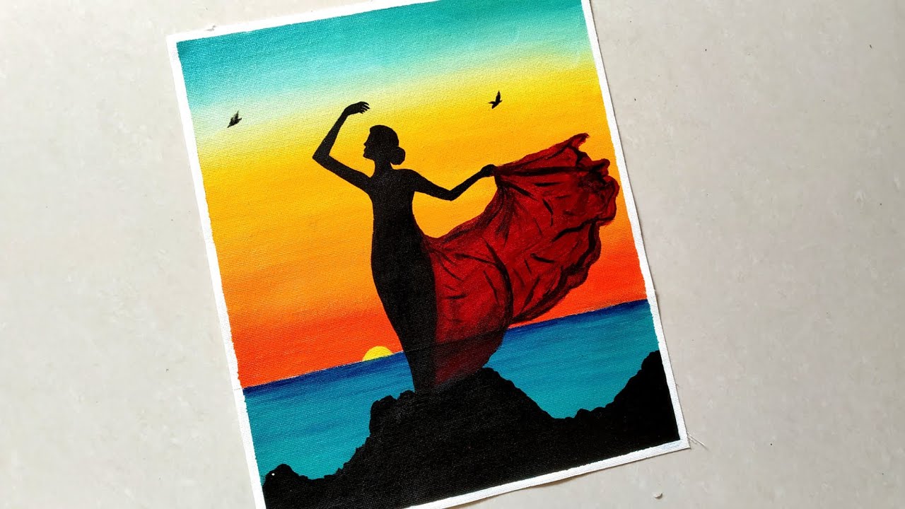 Step by Step Acrylic Painting on canvas for beginners/Easy Sunset seascape Beach Landscape Painting