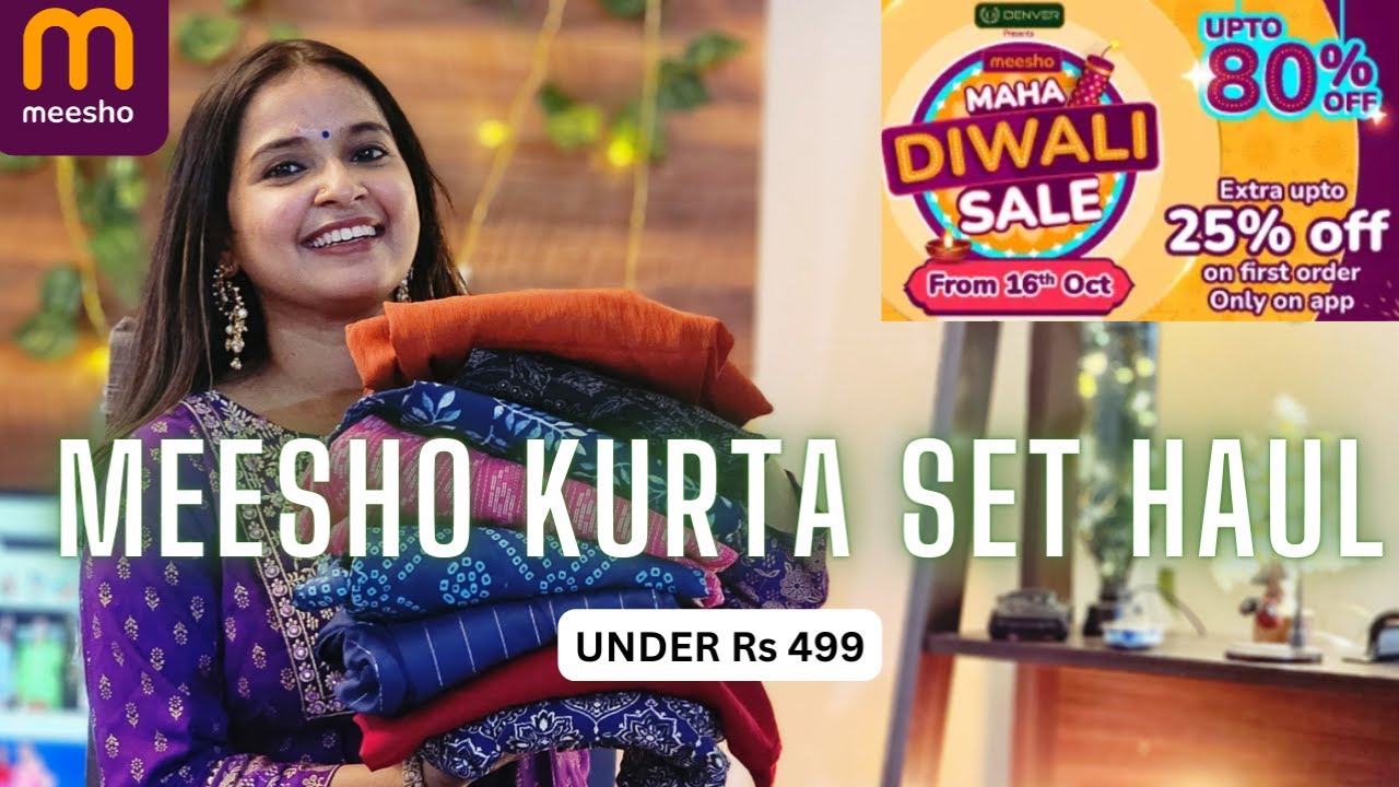 10 Meesho Kurta Sets Haul Under Rs 499 | Up to 80% off Diwali Sale | ENGLISH Subtitles