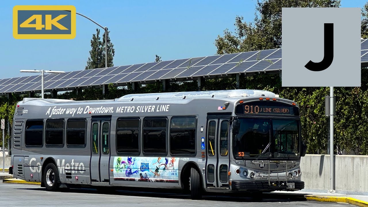 Los Angeles Metro Busway J Line, Downtown Los Angeles to El Monte via I-10, NABI 45C, 4K Bus Ride