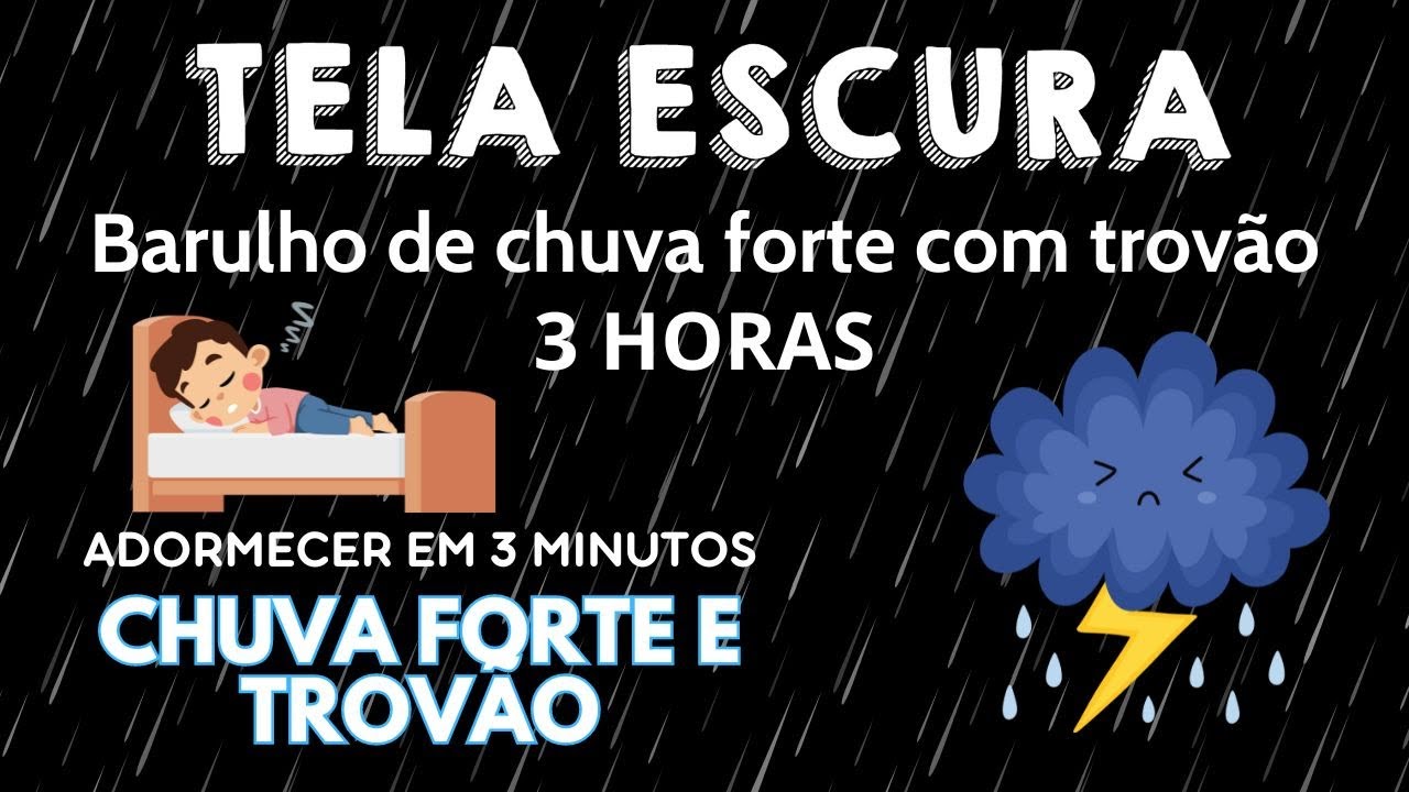 Sons de chuva para dormir - Vença a insônia com chuva forte e sons terríveis de trovão - Tela Escura