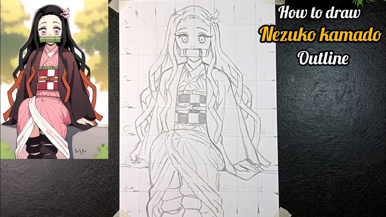 How to draw Nezuko kamado🥰|| outline drawing ||😚step by step easy method || nezuko kamado outline🥰||