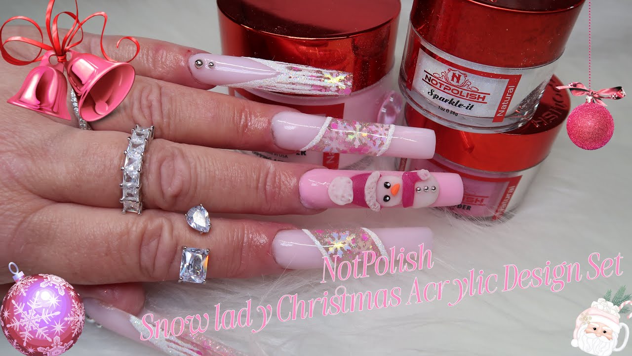 @notpolish_nails  Snowlady Christmas Acrylic Design | 3D Nail Art | Colour Block | Festive Nails#fyp