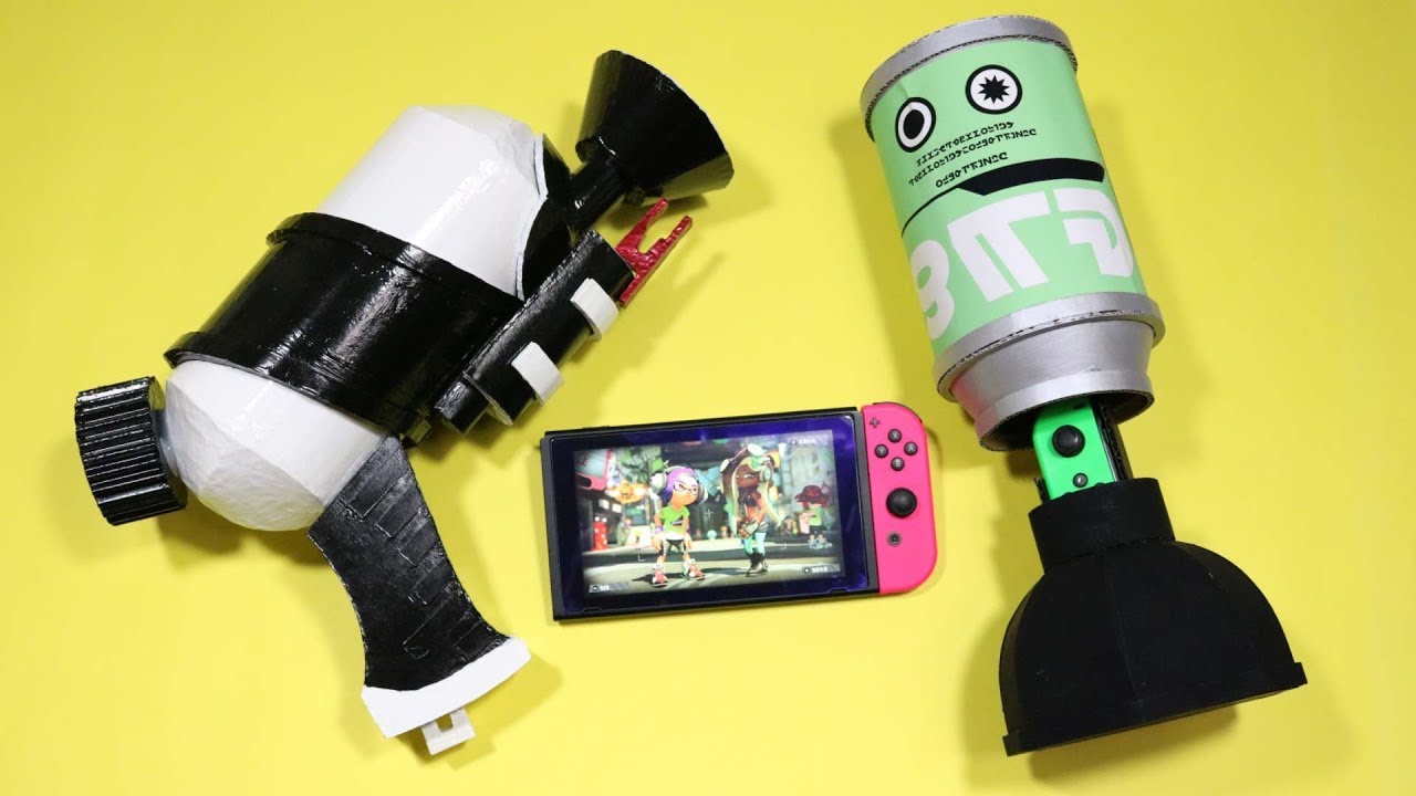 Cardboard DIY　Splatoon2　Kensa Splattershot & Suction Bomb 　スプラシューターベッチュー＆キューバンボムToy Con