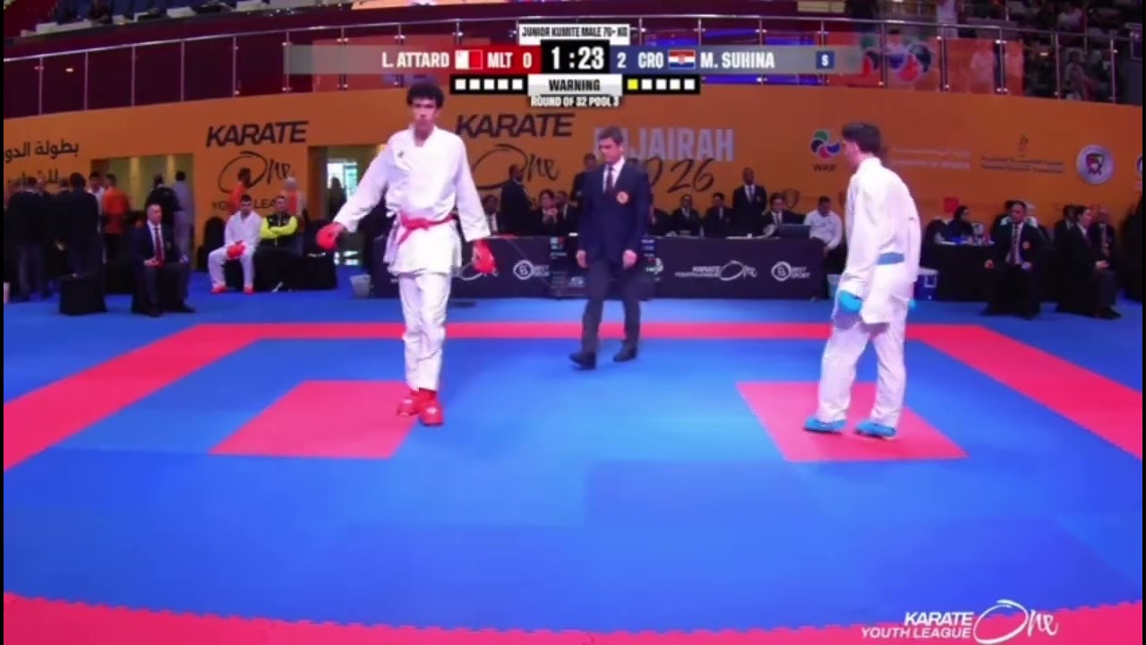SUHINA MATEJ 🇭🇷 VS ATTARD LOUIE 🇲🇹  +76kg Junior Male Kumite K-1 Youth league Fujairah 2026