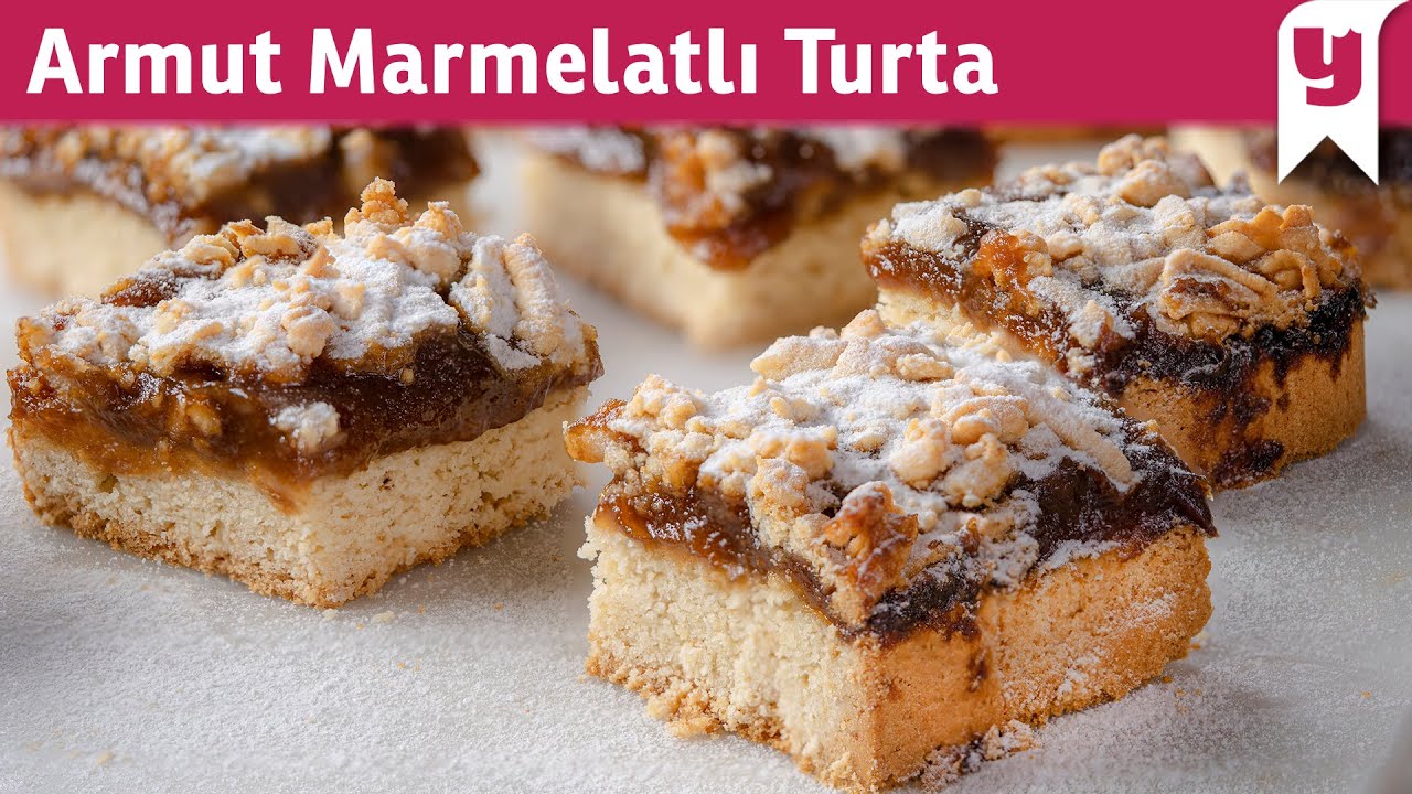 Başka Yerde Bulamazsınız 👉🏻 Tabanı Şahane Üzeri Çıtır Armut Marmelatlı Turta Tarifi 😋🍐