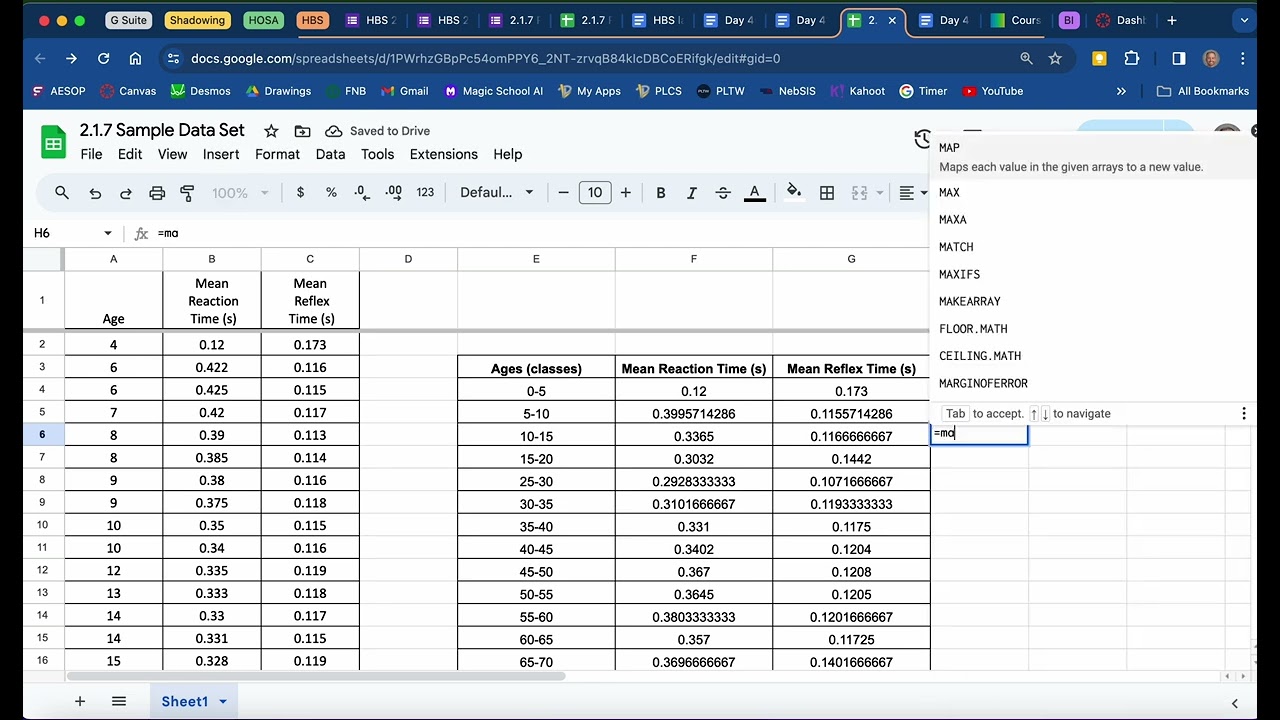 Calculating Max, Min, and Range, in Google Sheets