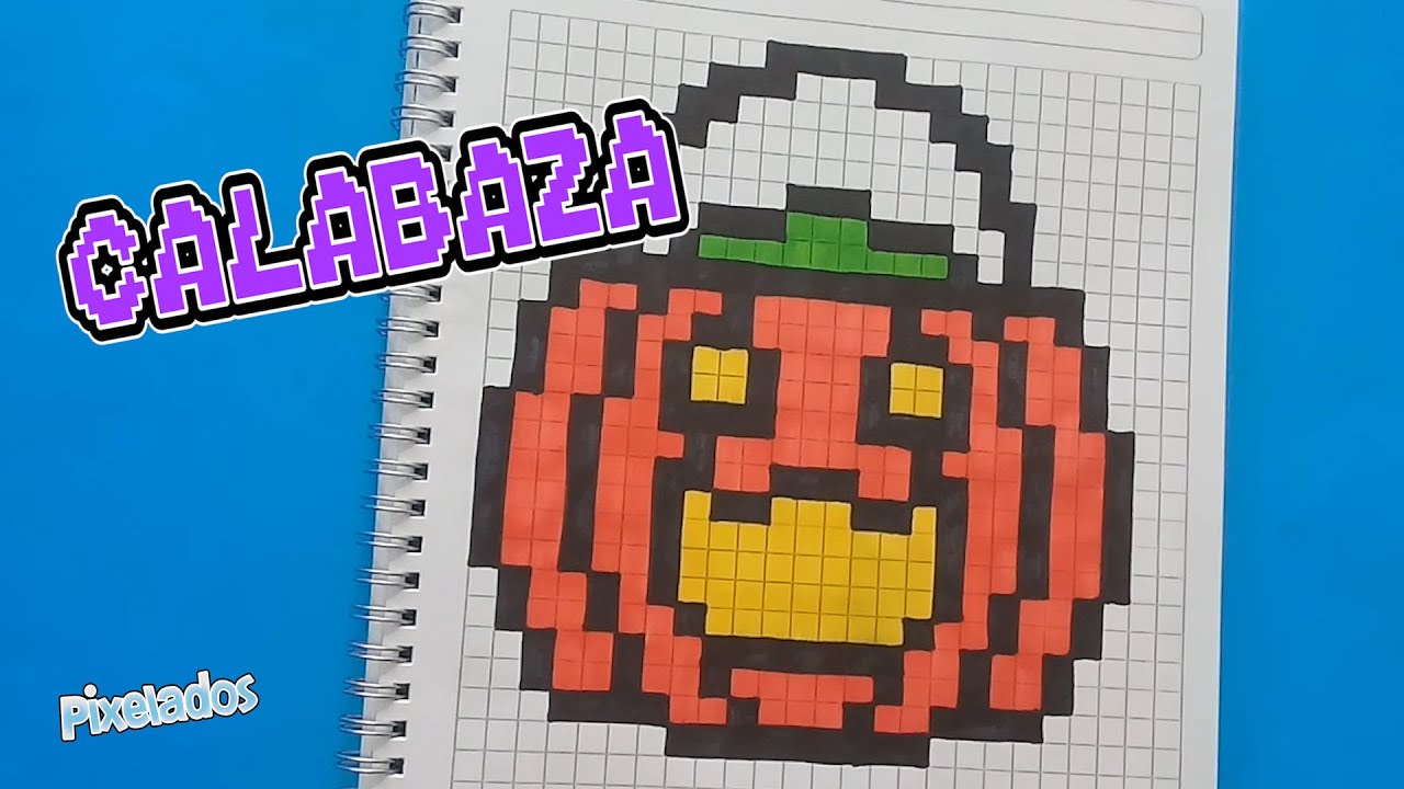 COMO DIBUJAR UNA CALABAZA DE DULCES de HALLOWEEN en PIXEL ART - PIXELADOS