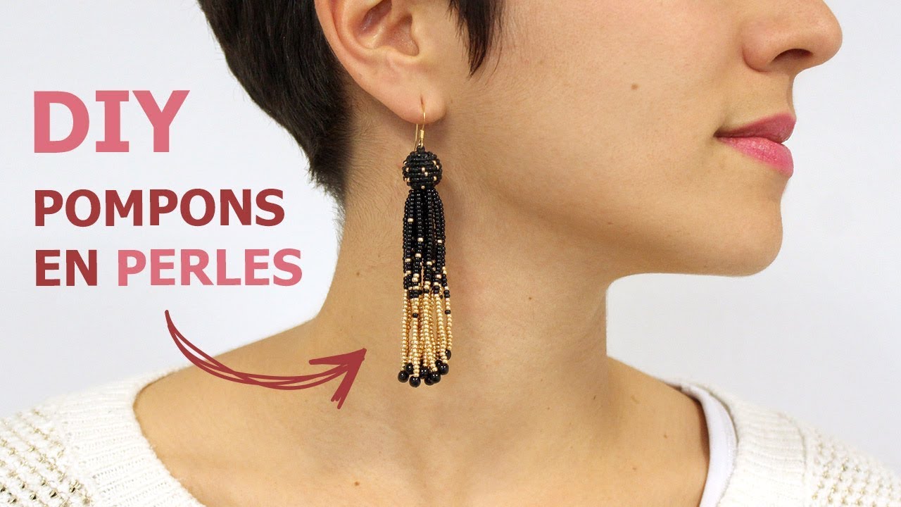 DIY créer des pompons en perles et les monter en boucles d'oreilles