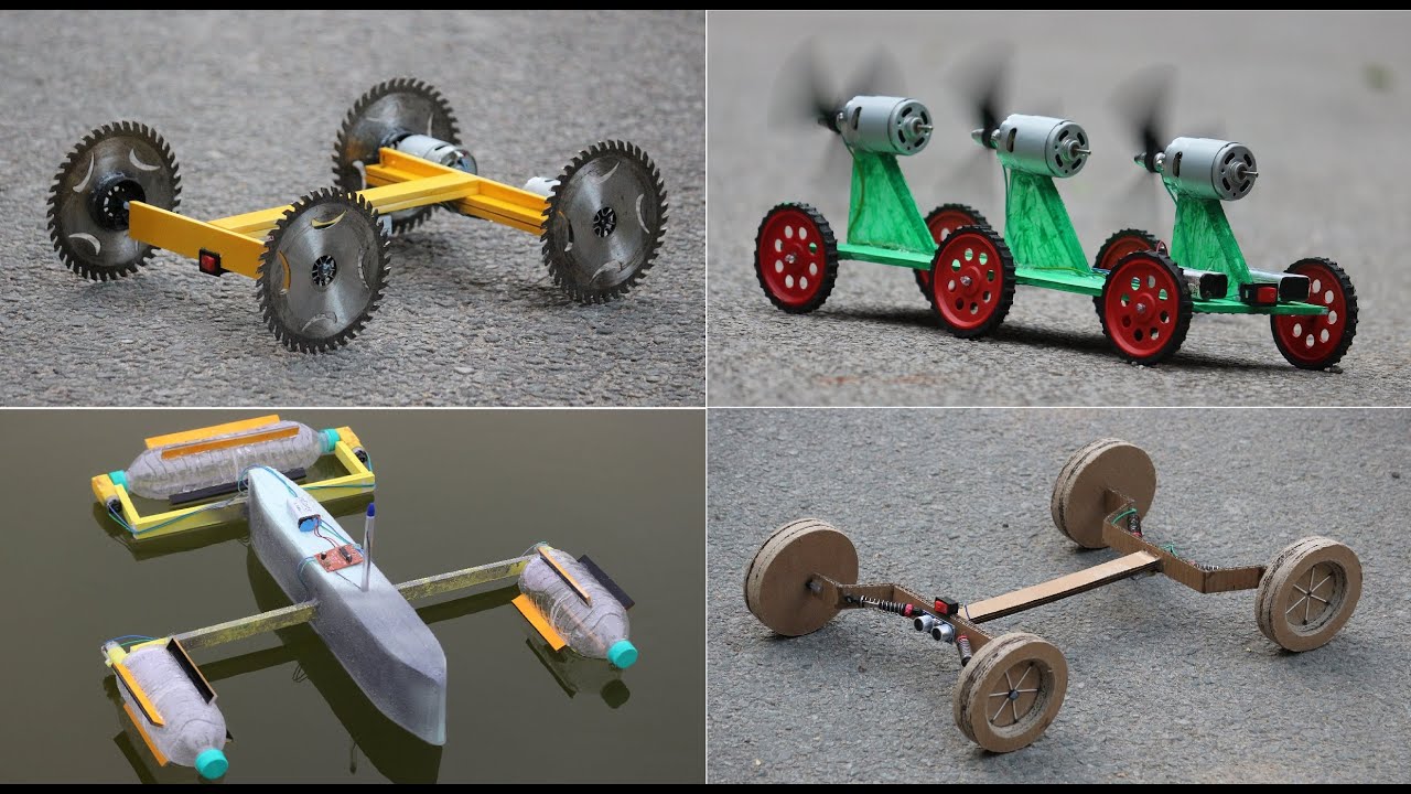4 Amazing Things You Can Do At Home - Car - Bottle Boat - Cardboard Car - Air car