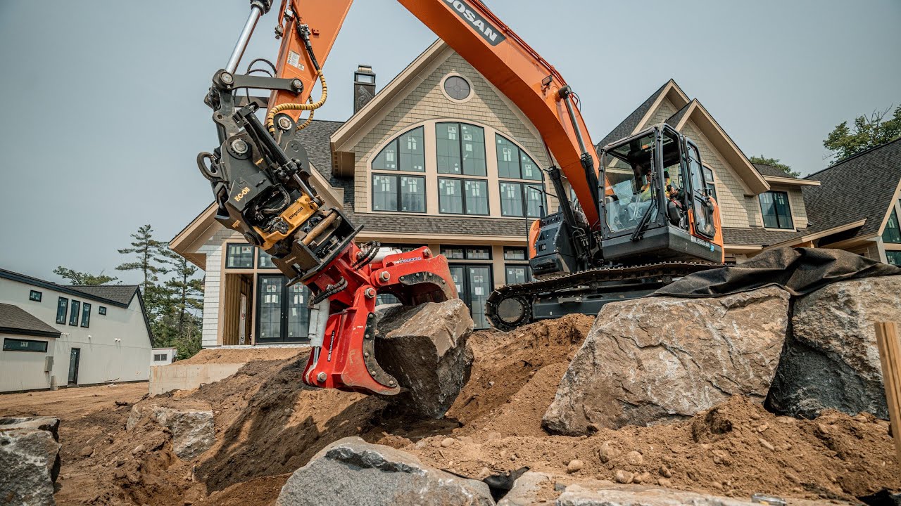 Hydra Grapple Setting Boulder Walls w/ Blakeborough Hardscapes Pt. 1