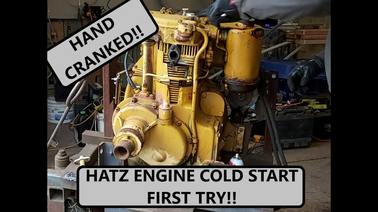 COLD START on the HAND CRANK HATZ DIESEL!! First attempt!!