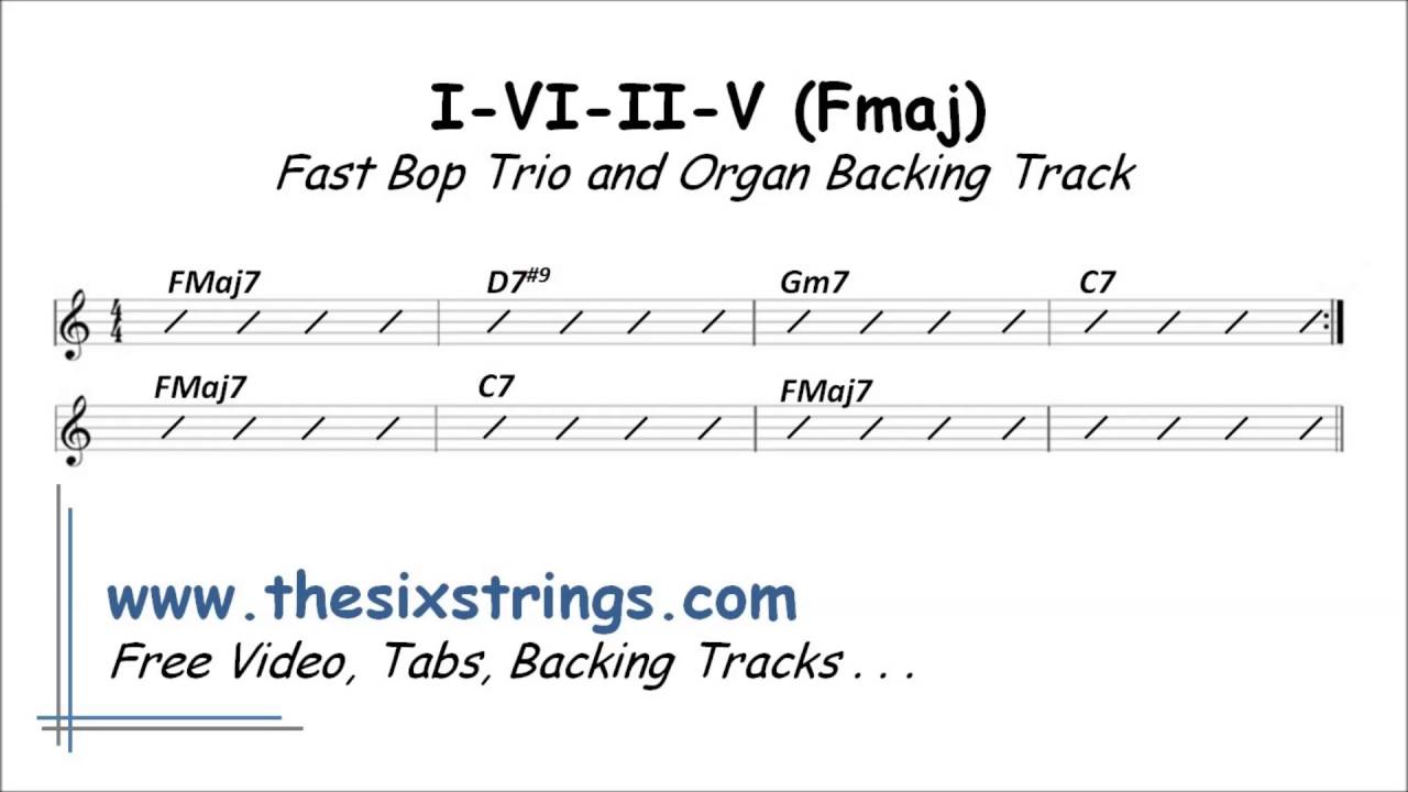 I-VI-II-V Backing Track (FMaj) 420 Fast Bop Trio and Organ