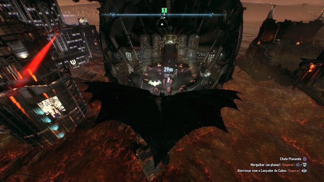 BATMAN: ARKHAM KNIGHT Interrogue o Simon Stagg p descobrir o Tanque do Dispositivo de Precipitação