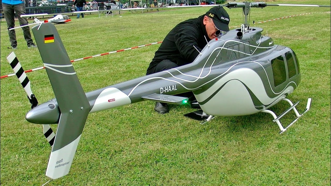 GIGANTIC XXXL RC JETRANGER BELL-206 SEMI SCALE MODEL HELICOPTER FLIGHT DEMONSTRATION