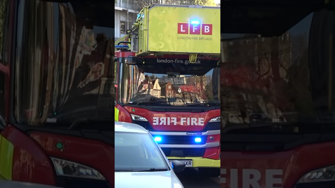 #LondonFireBrigade Forest Hill 32M TL responding in #catford #london #firetruckresponding #shorts