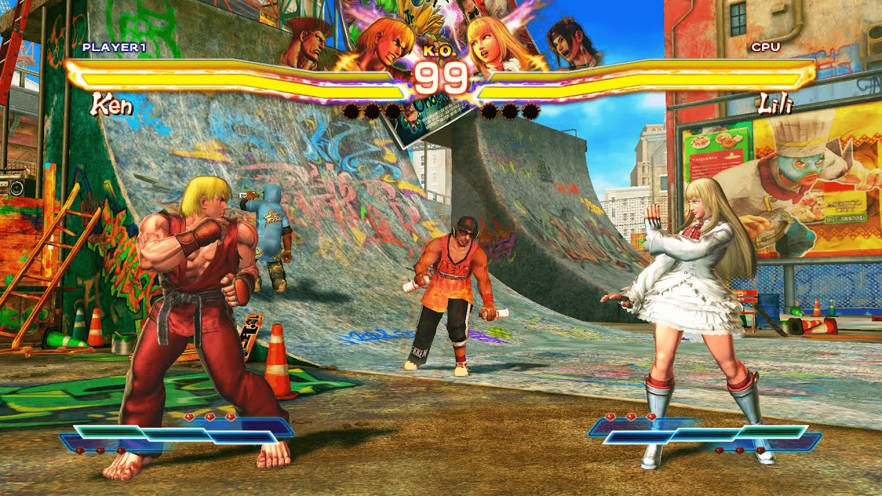 Ken & Guile vs Lili & Julia (Hardest AI) - Street Fighter X Tekken.
