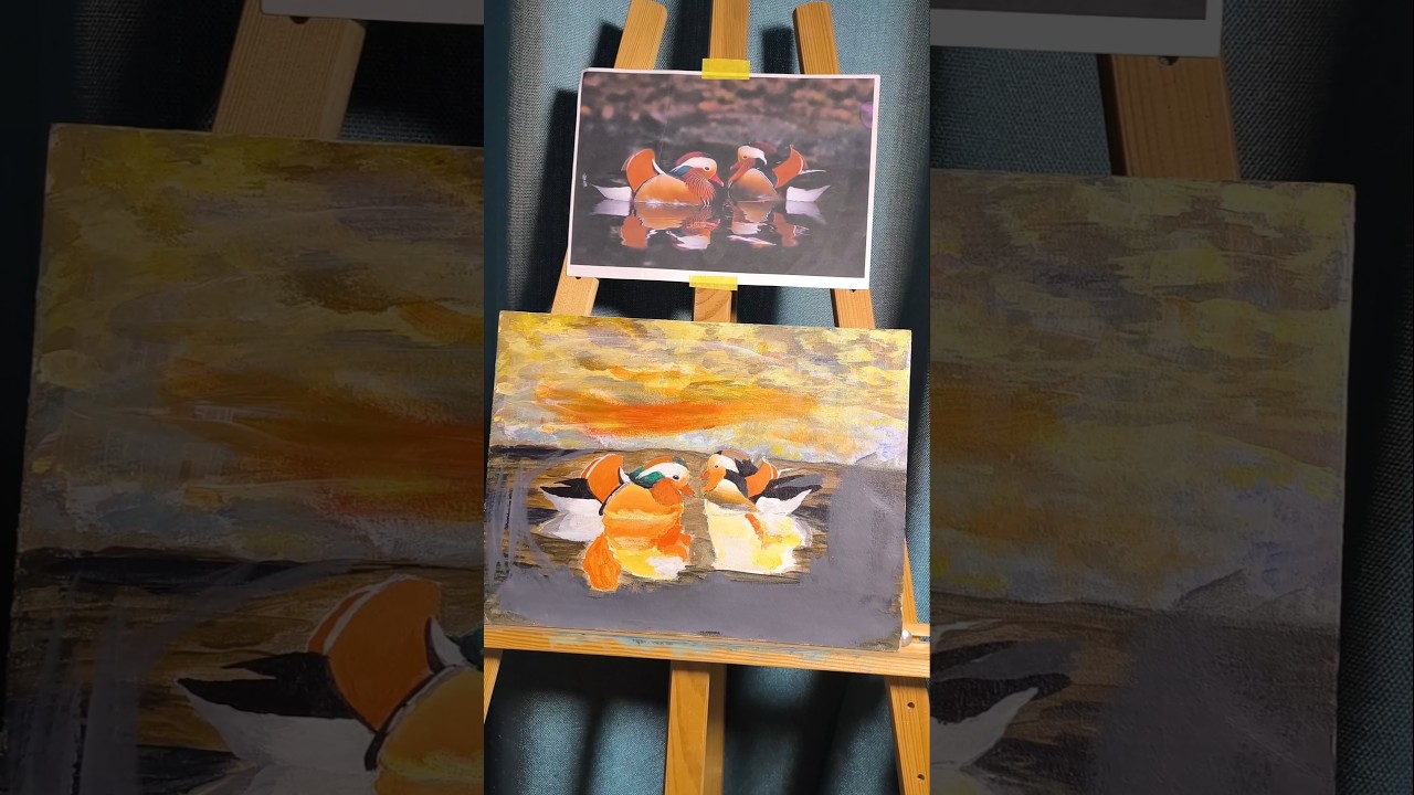 Acrylic painting | Mandarin ducks 