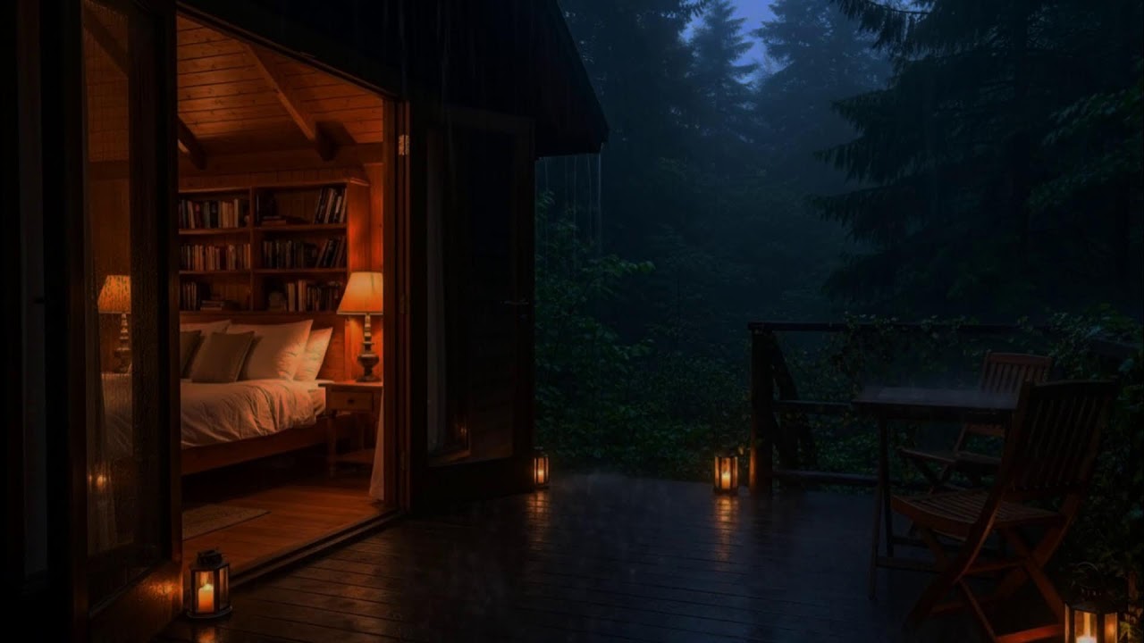 Rain Sound For Sleeeping - ASMR Cabin Rain Sounds | Study, Focus, Sleep