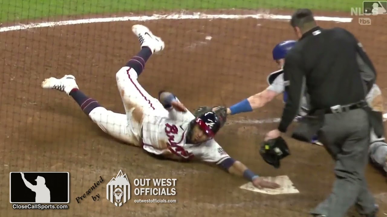 Postseason Teachable - Braves' Rosario Slides in Safely vs Dodgers as Ump Jordan Baker Says 