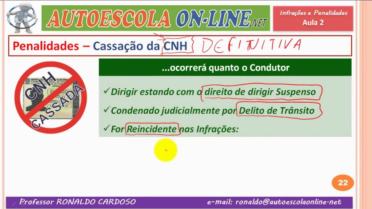 Infrações e Penalidades - Cassação de CNH (habilitação definitiva)