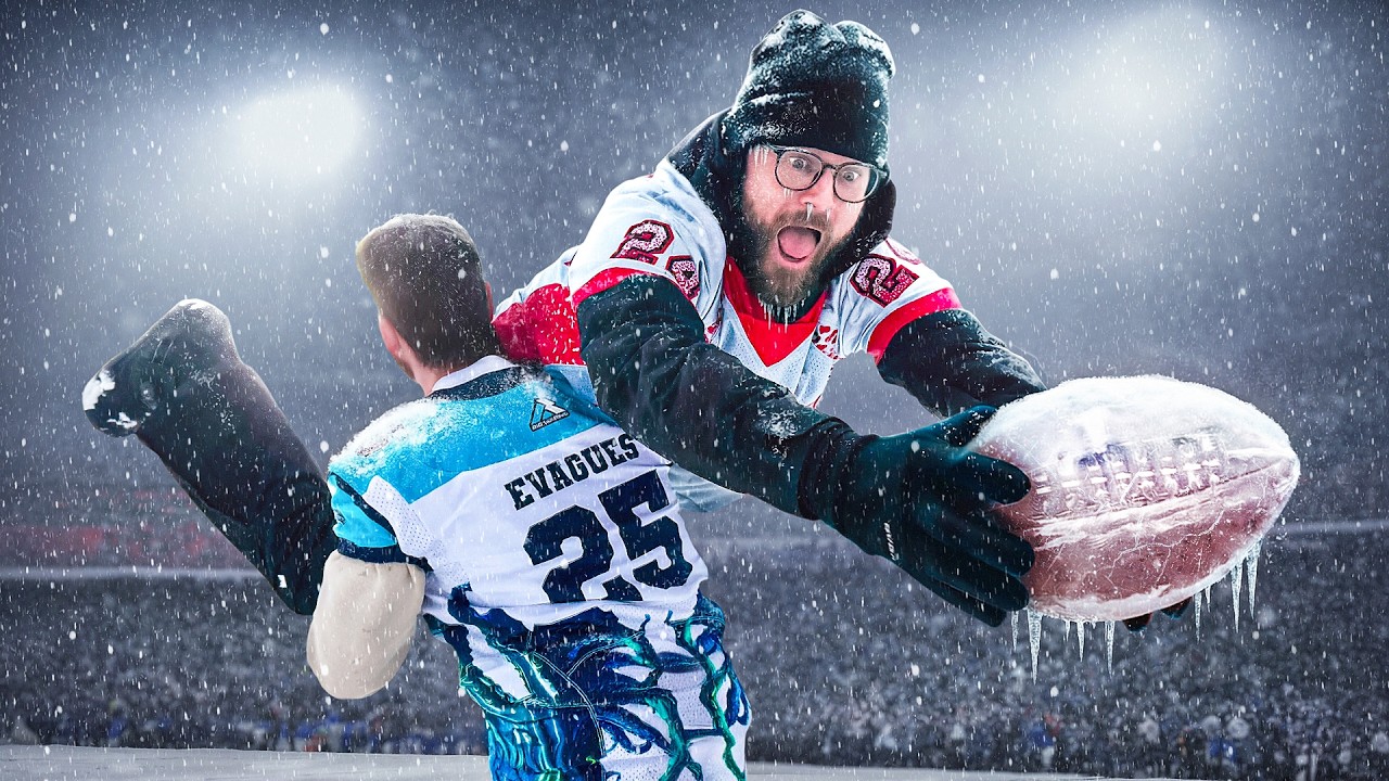 Backyard Football in a SNOWSTORM! (With YoBoy Pizza)