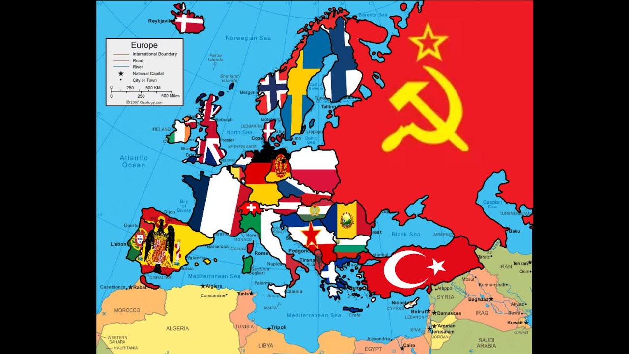 Flag map of Europe 1954