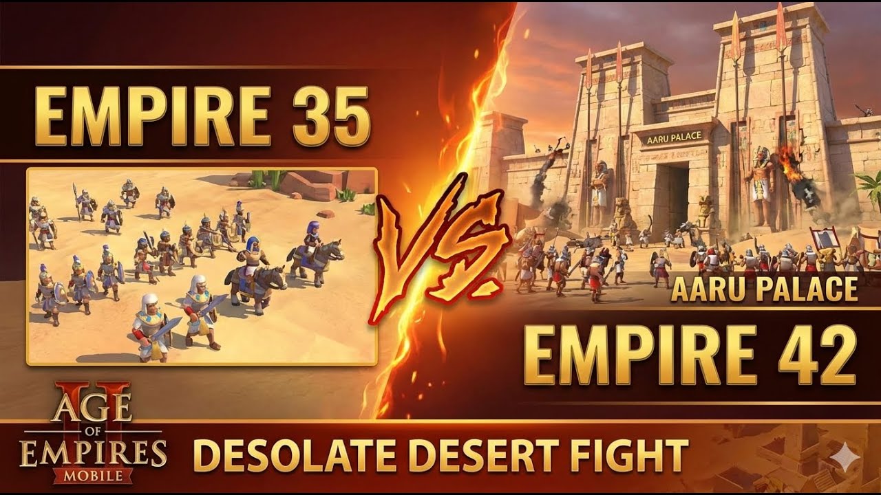 Empire 35 vs Empire 42 Aaru Palace fight | Desolate Desert | Age of Empires Mobile