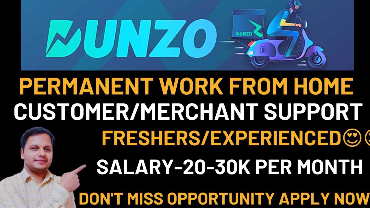 Dunzo work from home jobs|Dunzo hiring for customer support|Permanent wfh jobs 2022|Dunzo latest job