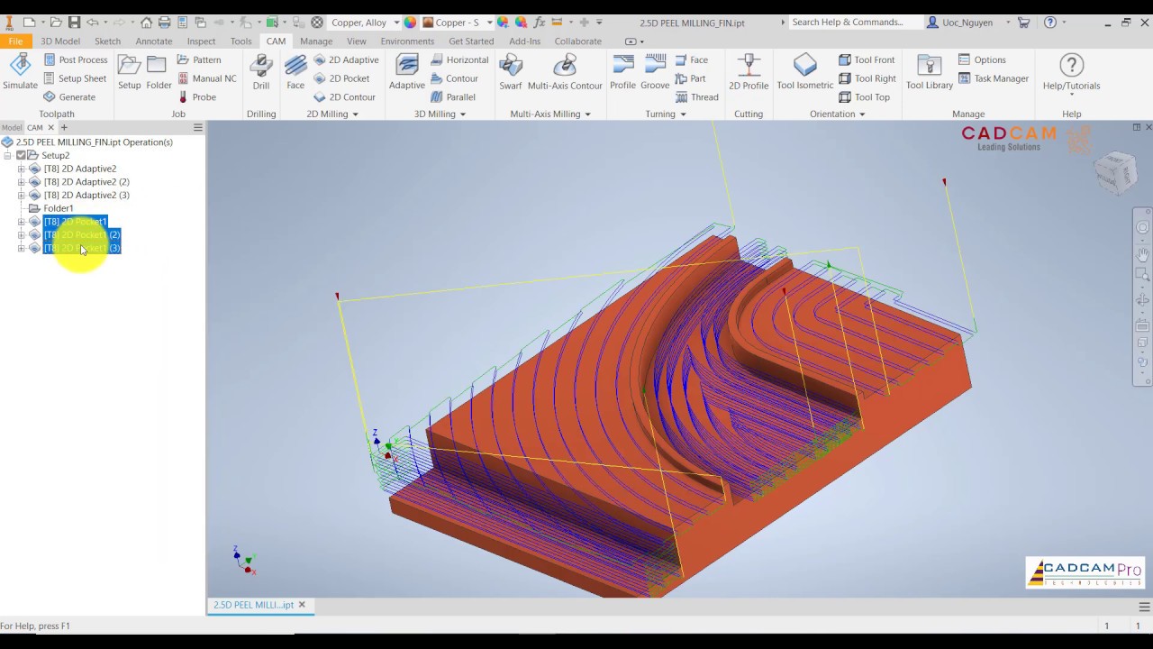 Inventor HSM 2020 Tutorial #41 | Mill 2D Adaptive HSM &  Mill 2D Pocket Machining