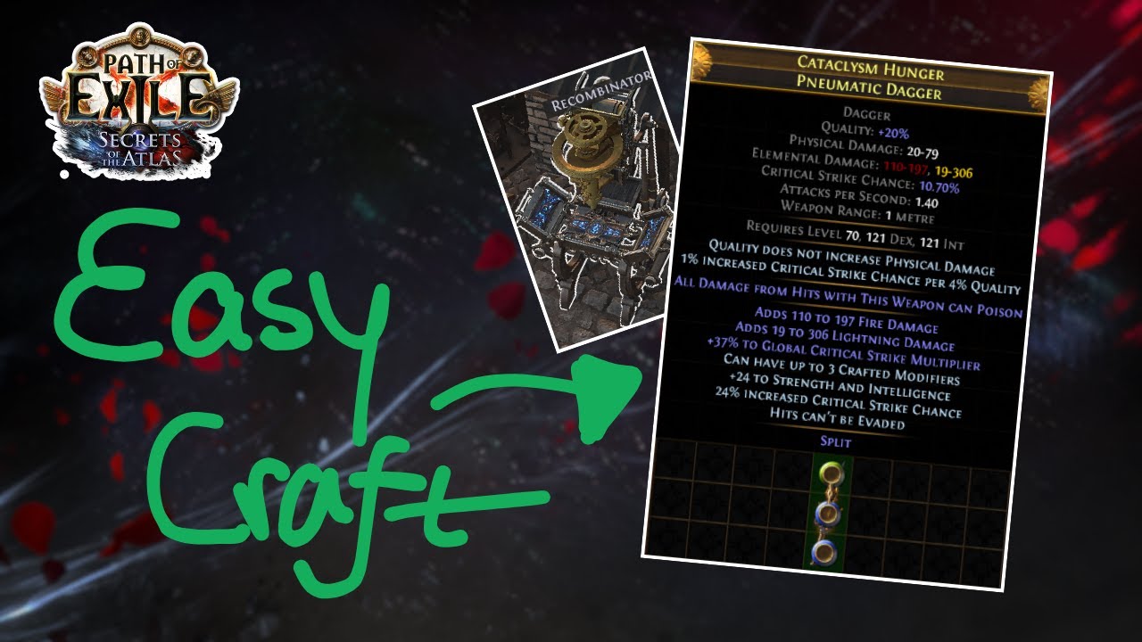 [POE 3.26] Crafting Pneumatic Dagger for Viper Strike of Mamba | Recombination Guide