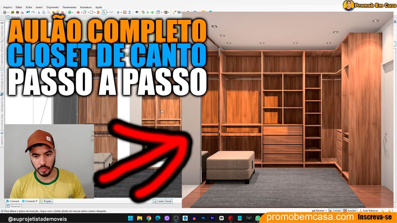 Aula Grátis Projetando Um Closet de Canto Passo a Passo no Promob